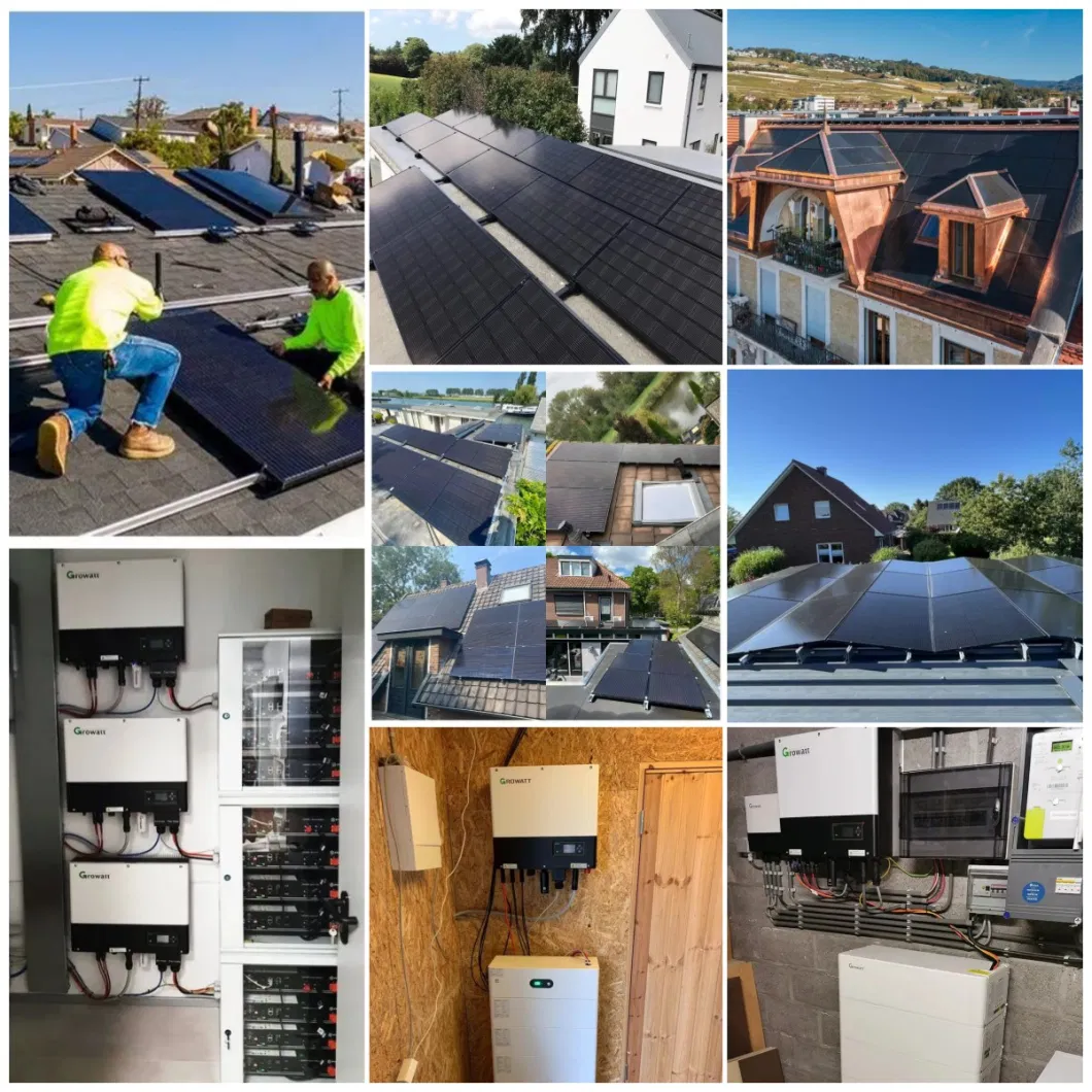 Home Energy on and off Grid Solar Panel Home Storage Power System Price 5kw 8kw 10kw 12kw 15kw 20kw 30kw Growatt Deye EU Complete Battery Hybrid Solar System