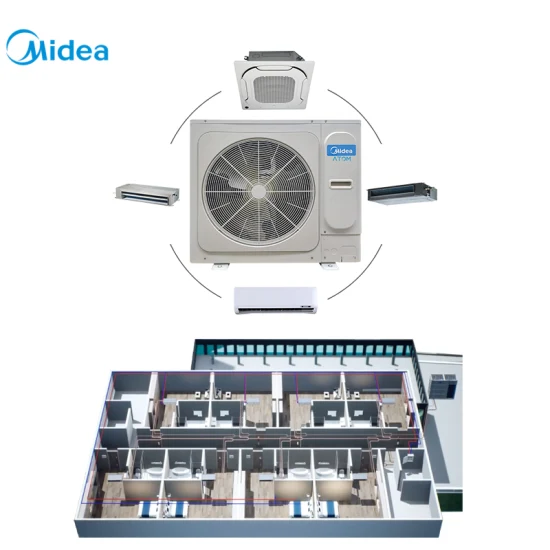 Midea Smart 16kw Luz de fácil instalação comercial Sistema VRF Mini Split Floor Standing Sistema de ar condicionado para residências