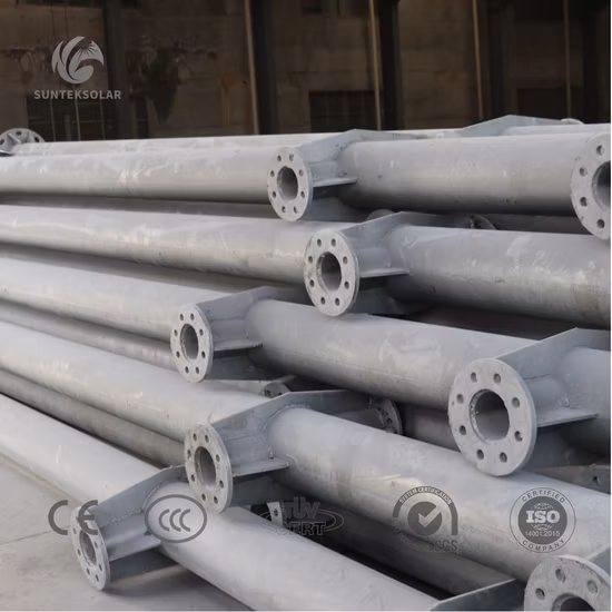 Galvanizado braços duplos cônico octogonal alto mastro de aço metal sinal tráfego ao ar livre led solar rua jardim iluminação luz pólo da lâmpada